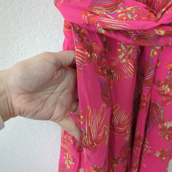 NWOT Free People Women's Jumpsuit Hot Tropics Pink 6 Wide Leg Tropical Vacation - Picture 10 of 12